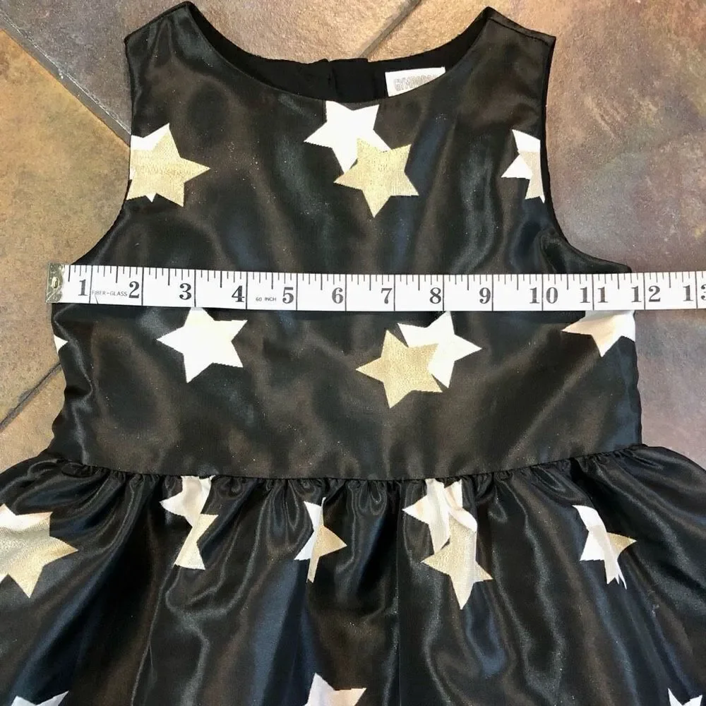 Gymboree Girl’s Black Dress Silver Gold Star with Sparkles Size 5